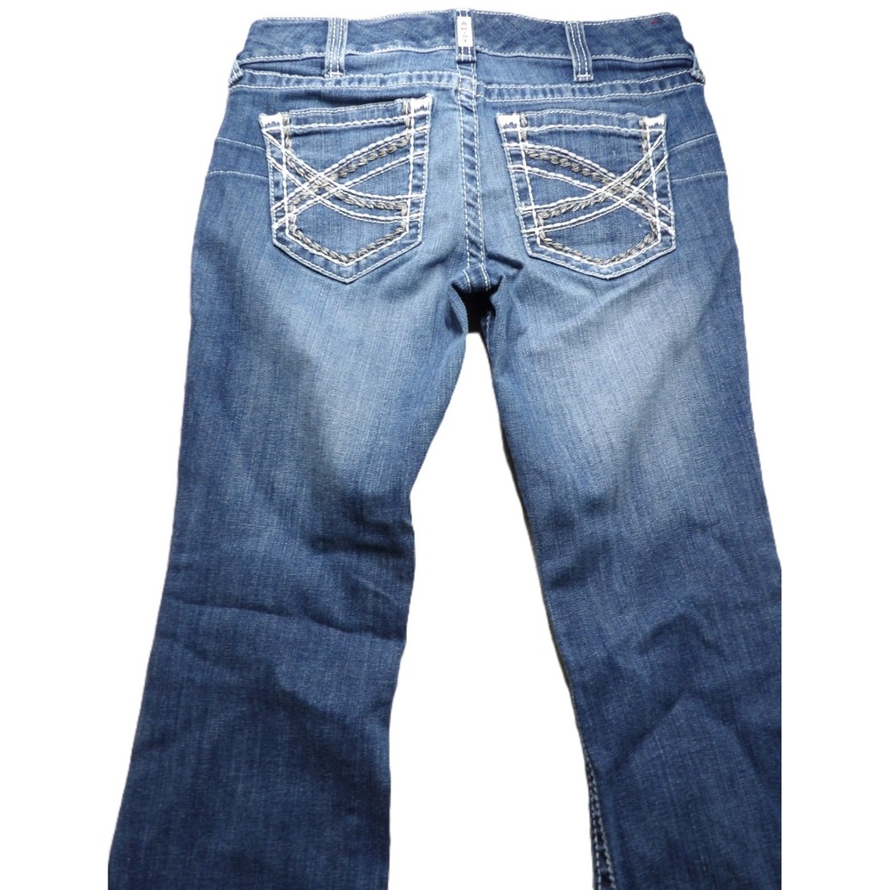 Ariat Real Denim Women 29R Blue Bootcut Jeans Mid Rise Stretch Pocket Embroidery - Picture 10 of 16
